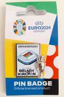 Pin of the host city Gelsenkirchen with 2D trophy miniature UEFA Euro 2024 Germany - badge (Official Licensed Product)
