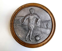 Old football German plaque (signature, handmade)