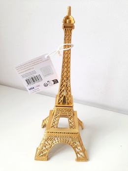 Miniature Eiffel Tower 3D Olympic and Paralympic Games Paris 2024, golden plated 22 cm (Official Licensed Product)