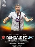 Dundalk FC - FC Zenit St Petersburg, UEFA Europa League official match programme (20.10.2016)