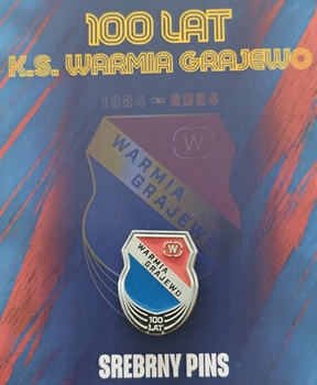 Warmia Grajewo crest pin badge 100 years - silver (official product, enamel)