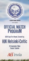 HJK Helsinki - Celtic FC, UEFA Cup official match programme (28.9.2000)