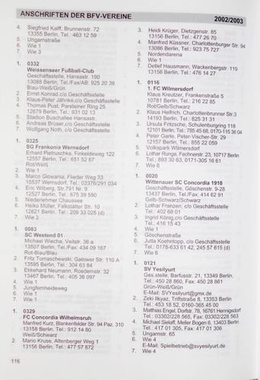 Football in Berlin. Calendar and Address Book 2002/2003