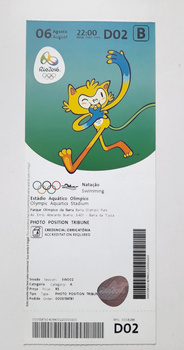 Summer Olympic Games Rio de Janeiro, swimming official media ticket (6.8.2016)