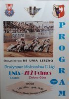 Unia Leszno - ZKŻ Polmos Zielona Góra Team II League Championship Speedway official programme (01.05.1996)  