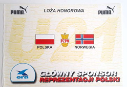 VIP Invitation Ticket to Honorary Box of Poland - Norway U-21 friendly match (21.8.2002, Stargard Szczecinski)