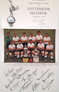 Tottenham Hotspur FC English Champion % Cup Winner 1961 mini guide