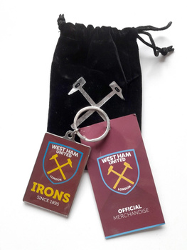 West Ham United FC The Irons big one side keyring in suede bag (official product)