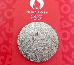 Summer Olympic Games Paris 2024 Phrygian mascot - Welcome to the XXXIII Olympiad badge (official licensed product, signature)