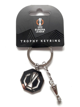 UEFA Europa League metal round logo keyring with trophy miniature (official licensed product)