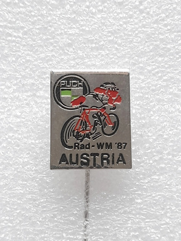 1987 UCI Road World Championships in Villach badge (lacquer, signed)
