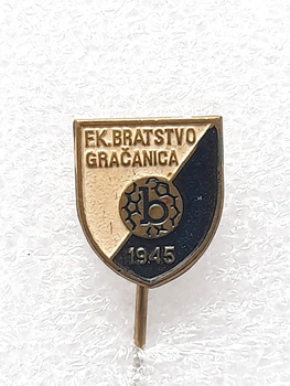 FK Bratstvo Gracanica badge (Bosnia, lacquer, signature)