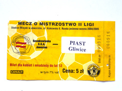 Szczakowianka Jaworzno - Piast Gliwice, II league match ticket (18.9.2004)