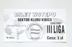 Szczakowianka Jaworzno - Zagłębie II Lubin, III league match ticket (7.10.2006)