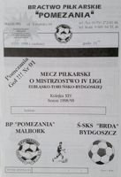 BP Pomezania Malbork - S-SKS Brda Bydgoszcz IV League programme (07.11.1998)