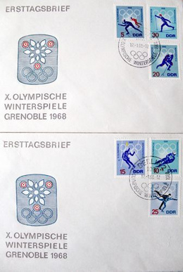 FDC Envelopes X Winter Olympic Games Grenoble 1968 (East Germany)