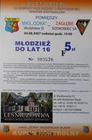 Odra Wodzislaw Slaski - Zaglebie Sosnowiec Orange Ekstraklasa match ticket (04.08.2007)