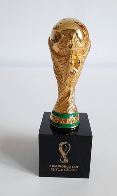 3D Official Trophy FIFA World Cup Qatar 2022 gold-plated replicawith Pedestal (Official Licensed Product) 10 cm