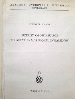 Rules applicable to disabled sports disciplines (Wroclaw Physical Education Academy)