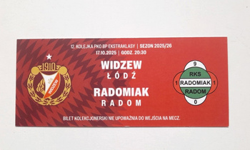 Widzew Lodz - Radomiak Radom (17.10.2025), PKO BP Ekstraklasa match collector's ticket (official product)