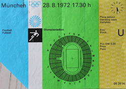 Summer Olympic Games Munich original ticket (football, 28.08.1972)