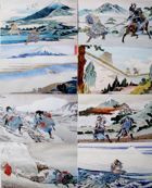 The Postcards of samurais fights in watercolors by Wojciech Zablocki (9 items)