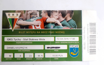 GKS Tychy - Stal Stalowa Wola, II league match ticket (2.4.2016)