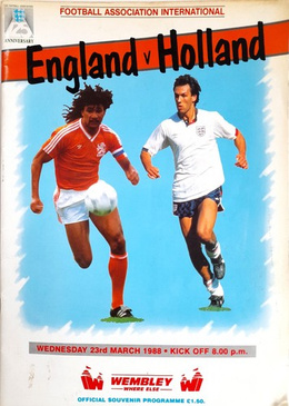 England - Netherlands friendly match of 125th Football Association Anniversary (23.3.1988) official programme