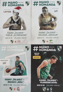 Official Programmes Zalgiris Kauno, European Cups 2017-2019 (set of 4 issues)