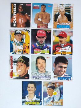 Famous athletes - boxing, speedway, Formula 1, tennis -  set of 11 cards (Bravo Sport Magazine)