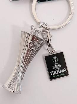 The UEFA Europa Conference League cup trophy keyring with a pendant Final Tirana 2022 (official product)