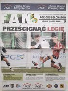 Official Match Magazine Fan PGE GKS Belchatow - Legia Warsaw Orange Ekstraklasa (11.11.2008)