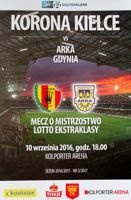 Korona Kielce - Arka Gdynia Ekstraklasa match programme (10.09.2016)