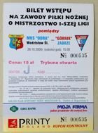 MKS Odra Wodzislaw Slaski - Gornik Zabrze I League ticket (28.10.2000)