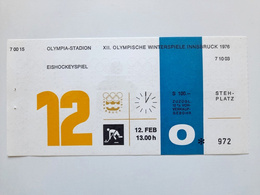 Ticket XII Winter Olympic Games Innsbruck 1976. Ice hockey match USA - Poland (12.2.1976, 13:00)