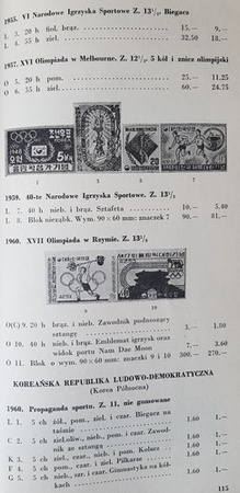 Catalog of sports stamps