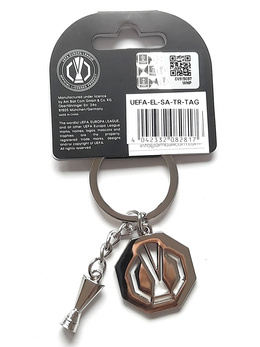 UEFA Europa League metal round logo keyring with trophy miniature (official licensed product)