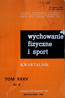 "Physical education and sport" quarterly magazine Volume XXXV nr 4/1991