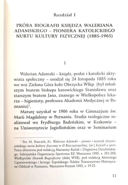 About Rev. Walerian Adamski - The theorist of physical education in Poland (1885-1965)