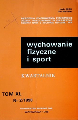 "Physical education and sport" quarterly magazine Volume XL nr 2/1996