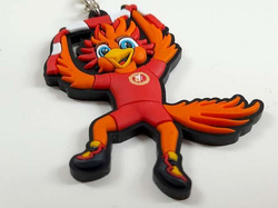 Widzew Lodz mascot Fenix with scarf gum keyring (official product)