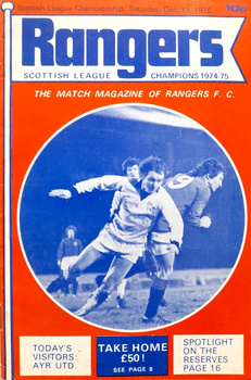 Rangers FC - Ayr United, Scottish League official match programme (13.12.1975)
