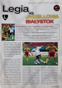 Legia Warszawa - Jagiellonia Białystok Orange Ekstraklasa official programm (09.11.2007)