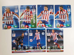 Club Atletico de Madrid UEFA Champions League 2013-2015 players set of 7 Panini cards