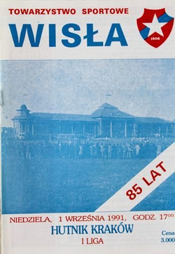 Wisla Cracow - Hutnik Cracow I league (01.09.1991) official programme