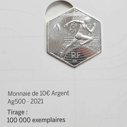 Summer Olympic Games Paris 2024 runner silver coin 10 euro (official licensed product)