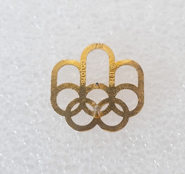 Summer Olympic Games Montreal 1976 logo golden plated pin badge (official product, signed)