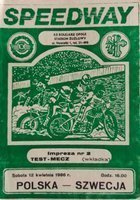 Poland - Sweden Speedway official programme (12.04.1986)