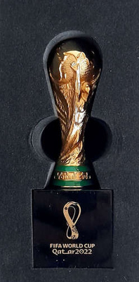 3D Official Trophy FIFA World Cup Qatar 2022 gold-plated replicawith Pedestal (Official Licensed Product) 10 cm