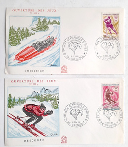 Winter Olympic Games Grenoble 1968 set of 2 FDC envelopes (France)